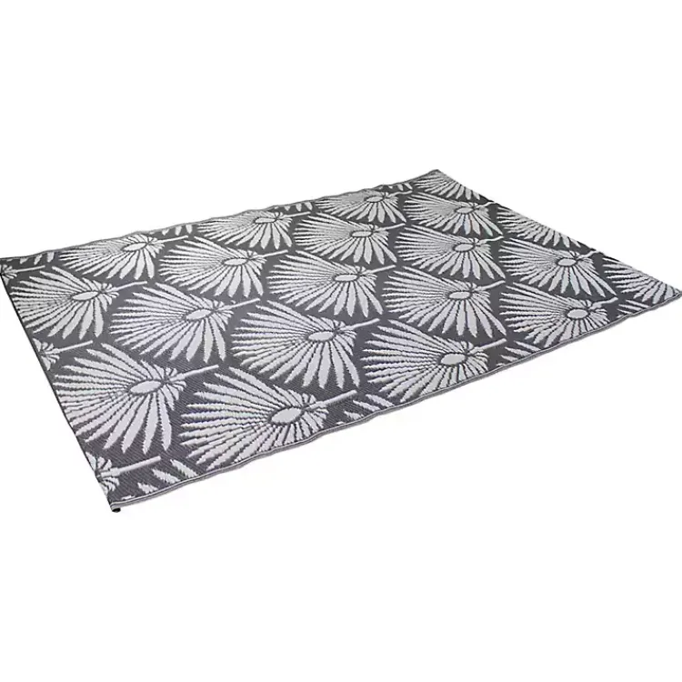 Kirklands Home Slate Fan Leaf Outdoor Area Rug, 4x6 New