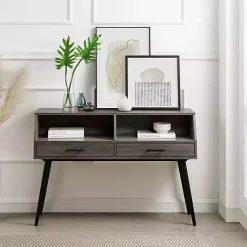 Kirklands Home Slate 2-Drawer Henry Console Table Gray
