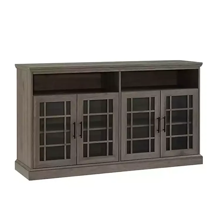 Kirklands Home Slate Glass Door Classic TV Stand Gray Discount