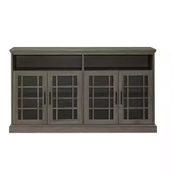 Kirklands Home Slate Glass Door Classic TV Stand Gray Discount