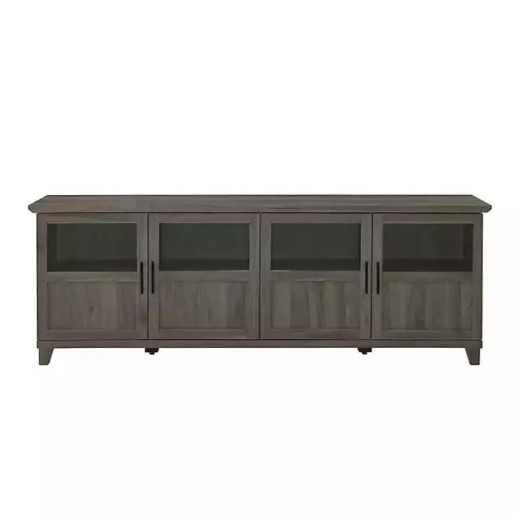 Kirklands Home Slate Glass Paneled Door TV Stand Gray Outlet