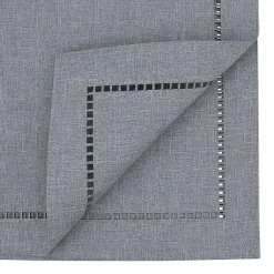 Kirklands Home Slate Hemstitch Border Table Runner Gray New