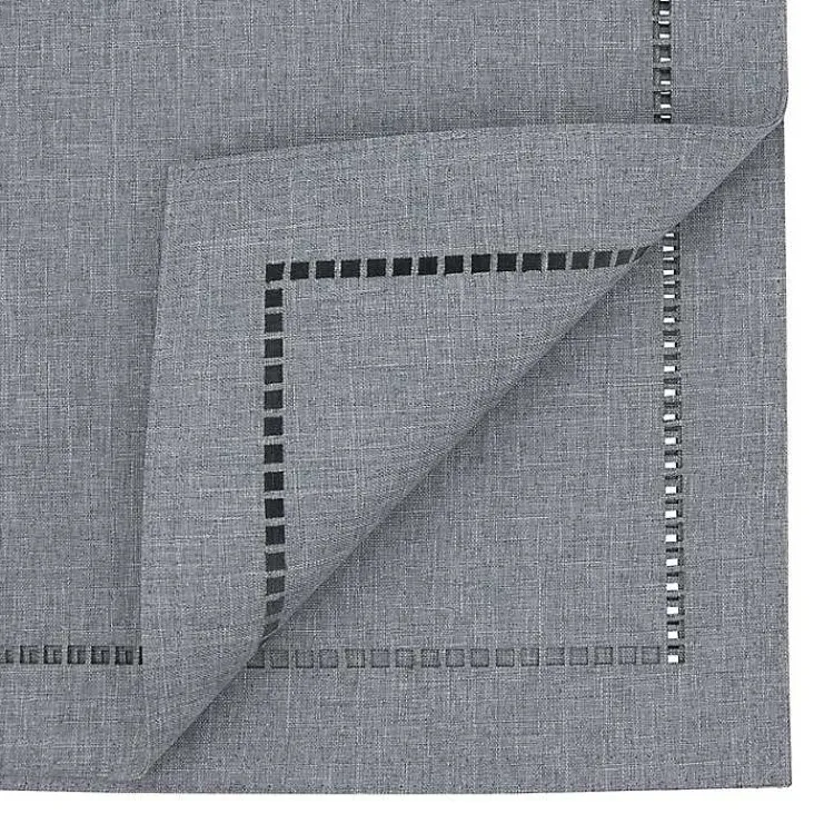 Kirklands Home Slate Hemstitch Border Table Runner Gray New