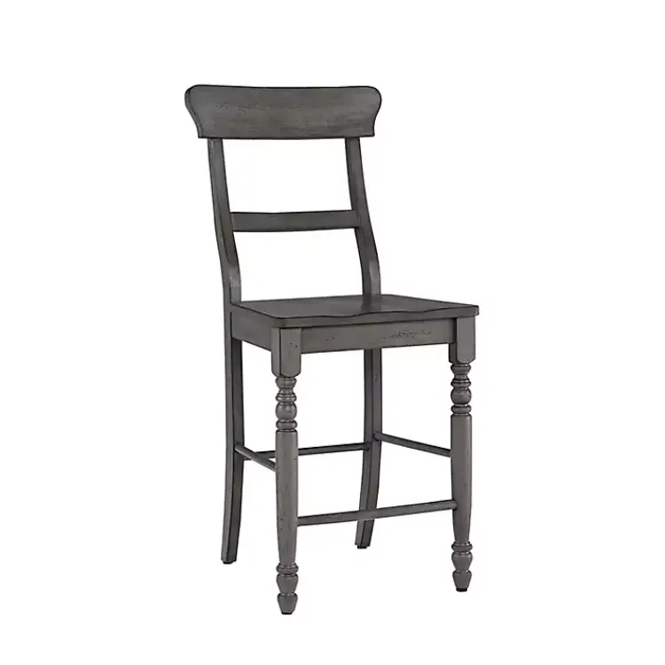 Kirklands Home Slate Ladder Back Counter Stools, Set of 2 Gray New