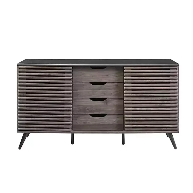 Kirklands Home Slate Slatted 4-Drawer Cabinet Gray Discount