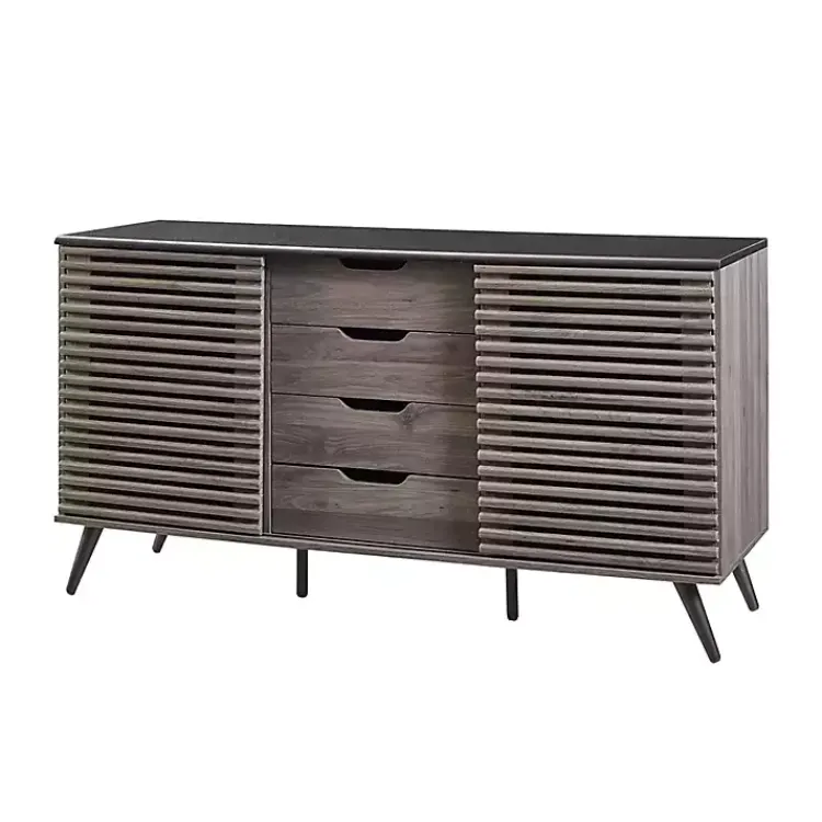 Kirklands Home Slate Slatted 4-Drawer Cabinet Gray Discount