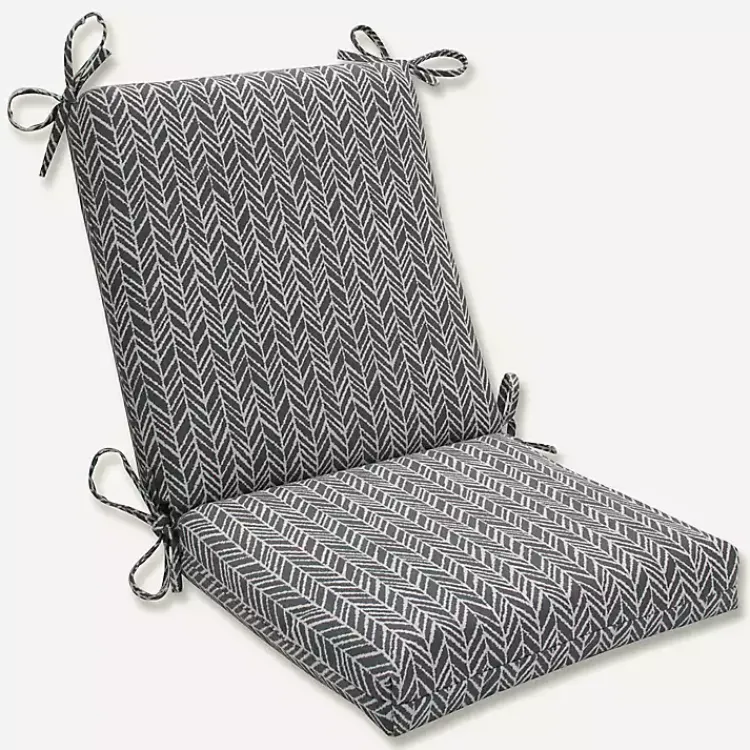 Kirklands Home Slate Herringbone Outdoor Chair Cushion Gray Clearance