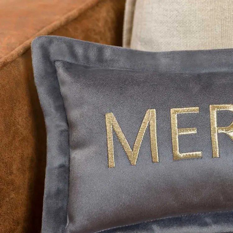 Pillows>Kirklands Home Slate Merry Christmas Lumbar Pillow