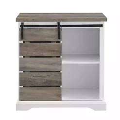 Kirklands Home Slatted Sliding Barn Door White and Cabinet Gray Hot