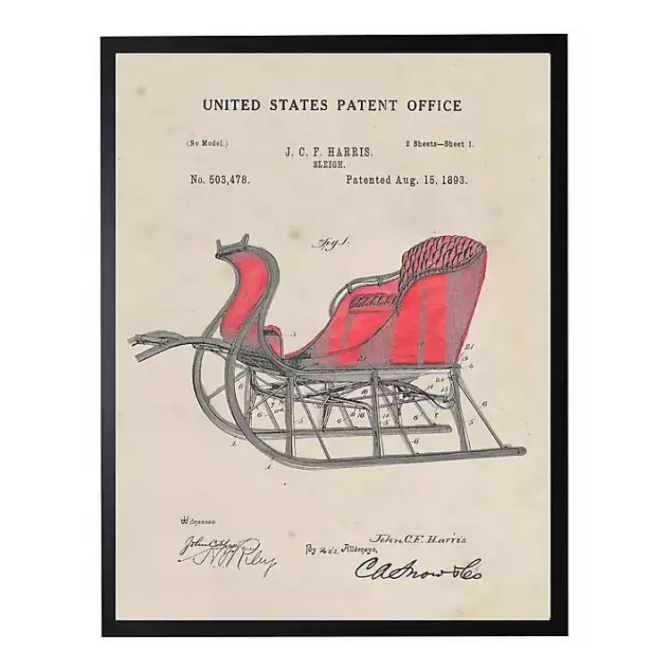 Christmas Art & Wall Decor>Kirklands Home Sleigh Patent Vintage Christmas Art
