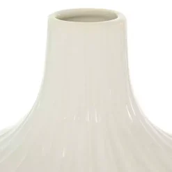 Vases>Kirklands Home Slender Curtain Ribbed Vase, 13 in. White