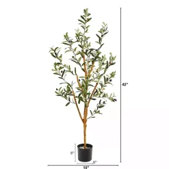 Trees & Topiaries>Kirklands Home Slender Olive Branch Tree in Nursery Planter