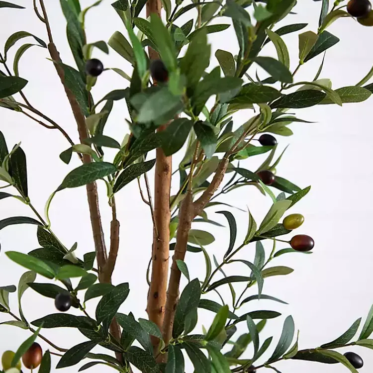 Trees & Topiaries>Kirklands Home Slim Olive Tree in Woven Planter, 7 ft.