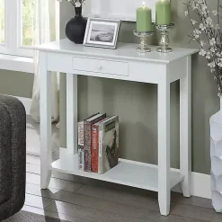 Kirklands Home Slim Single Drawer Console Table White New