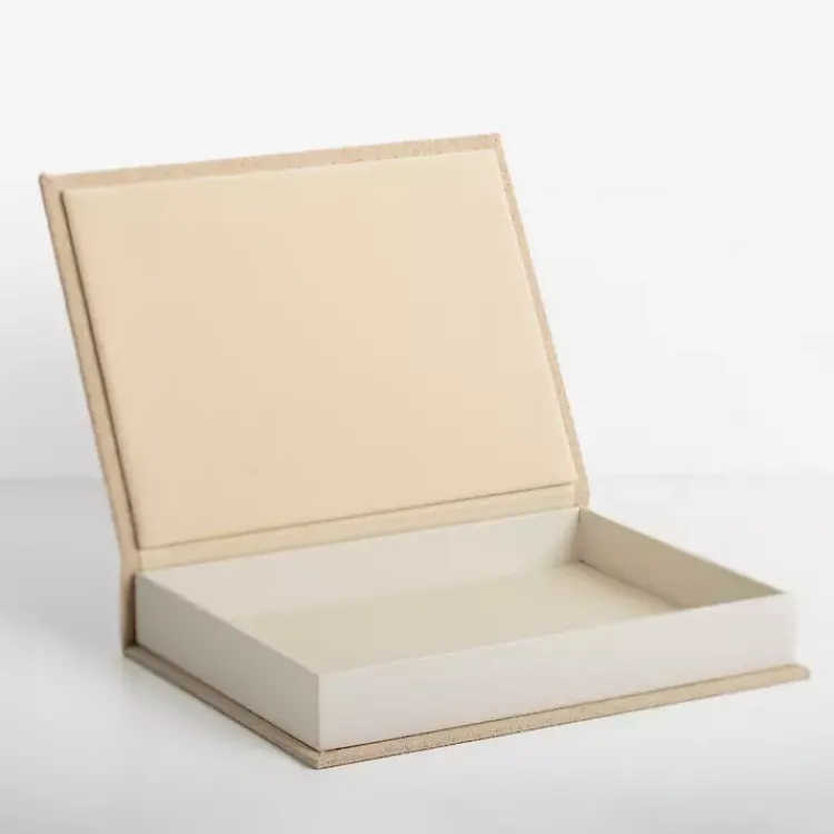 Baskets & Boxes>Kirklands Home Small Beige Linen Book Box Tan