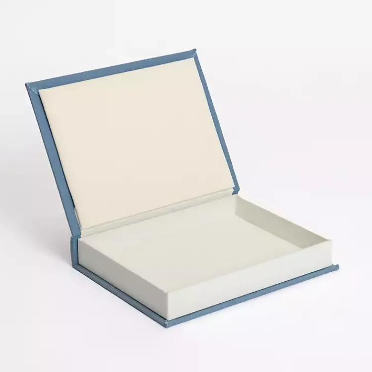 Baskets & Boxes>Kirklands Home Small Light Linen Book Box Blue