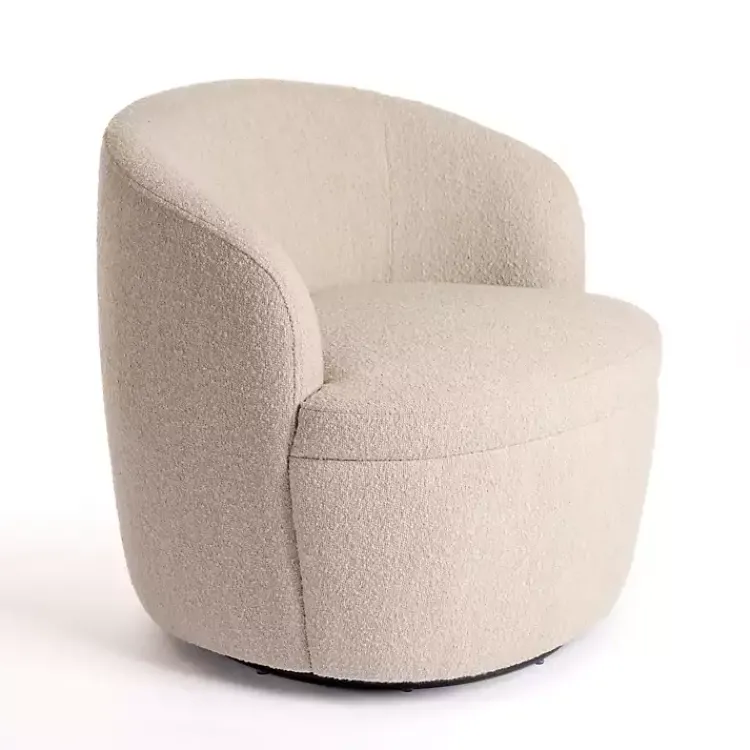 Kirklands Home Small Round Sand Boucle Swivel Accent Chair Tan Best
