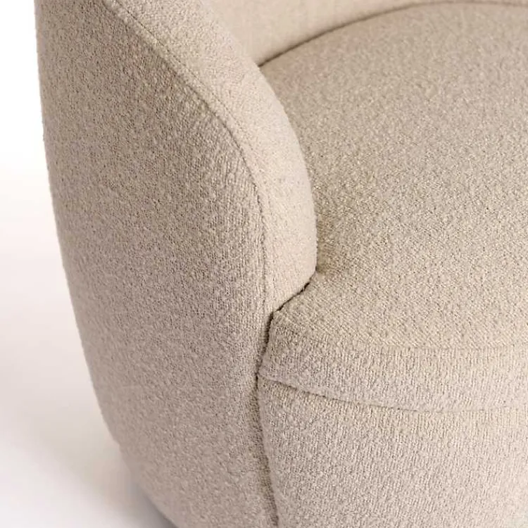 Kirklands Home Small Round Sand Boucle Swivel Accent Chair Tan Best