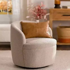 Kirklands Home Small Round Sand Boucle Swivel Accent Chair Tan Best