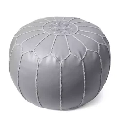 Poufs & Floor Cushions>Kirklands Home Smoke Moroccan Leather Pouf Gray