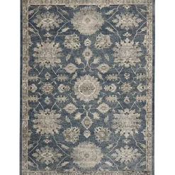 Kirklands Home Smokey Blue and Ivory Floral Area Rug, 6x9 Hot