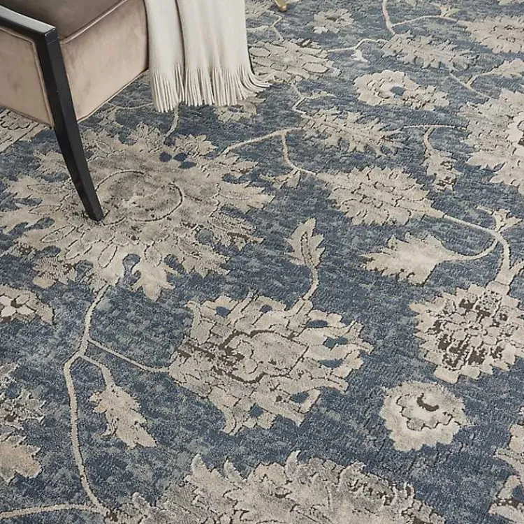 Kirklands Home Smokey Blue and Ivory Floral Area Rug, 6x9 Hot