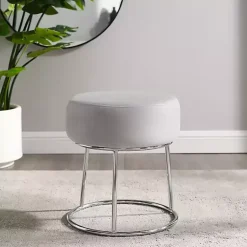 Kirklands Home Smokey Velvet Vanity Stool Gray Discount