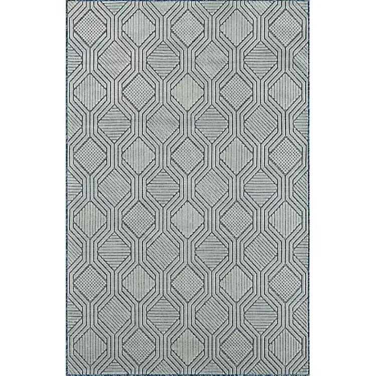 Kirklands Home Smoky Blue Geometric Indoor/Outdoor Area Rug, 5x7 Online