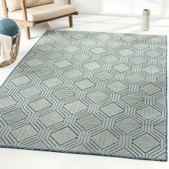 Kirklands Home Smoky Blue Geometric Indoor/Outdoor Area Rug, 5x7 Online