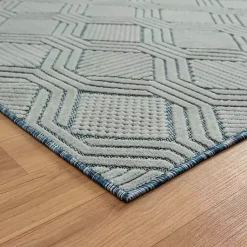 Kirklands Home Smoky Blue Geometric Indoor/Outdoor Area Rug, 5x7 Online