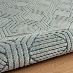 Kirklands Home Smoky Blue Geometric Indoor/Outdoor Area Rug, 5x7 Online