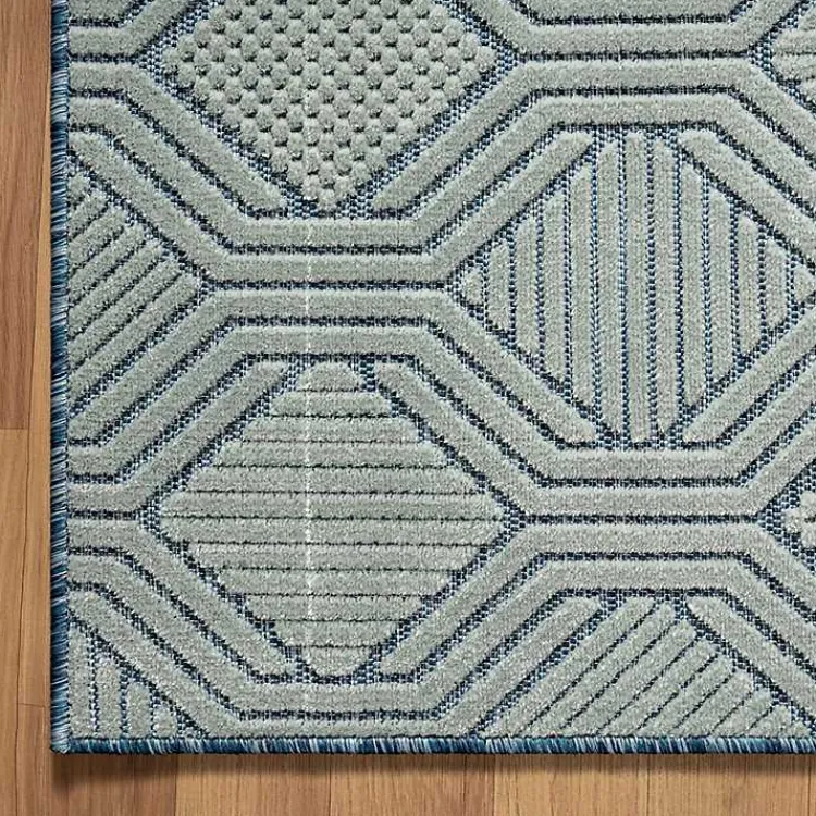 Kirklands Home Smoky Blue Geometric Indoor/Outdoor Area Rug, 5x7 Online