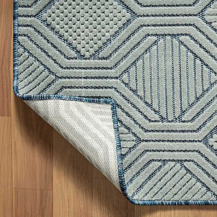 Kirklands Home Smoky Blue Geometric Indoor/Outdoor Area Rug, 5x7 Online