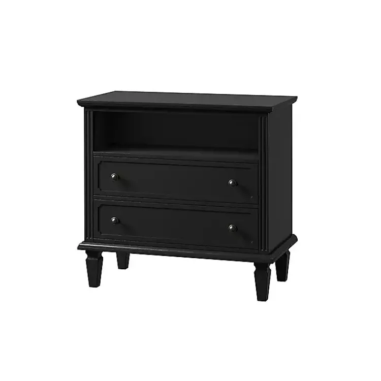 Kirklands Home Smooth 2-Drawer Wood Nightstand Black Discount