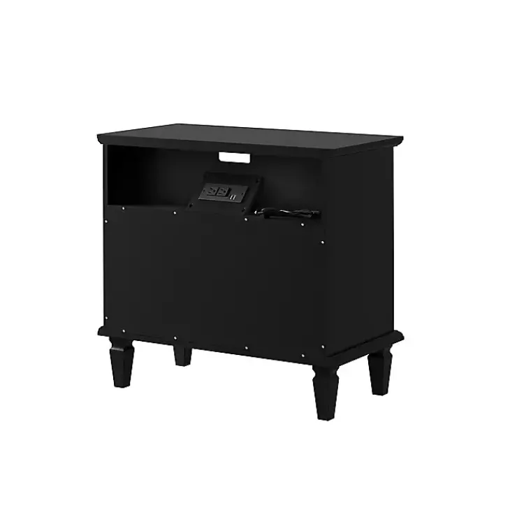 Kirklands Home Smooth 2-Drawer Wood Nightstand Black Discount