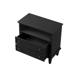 Kirklands Home Smooth 2-Drawer Wood Nightstand Black Discount