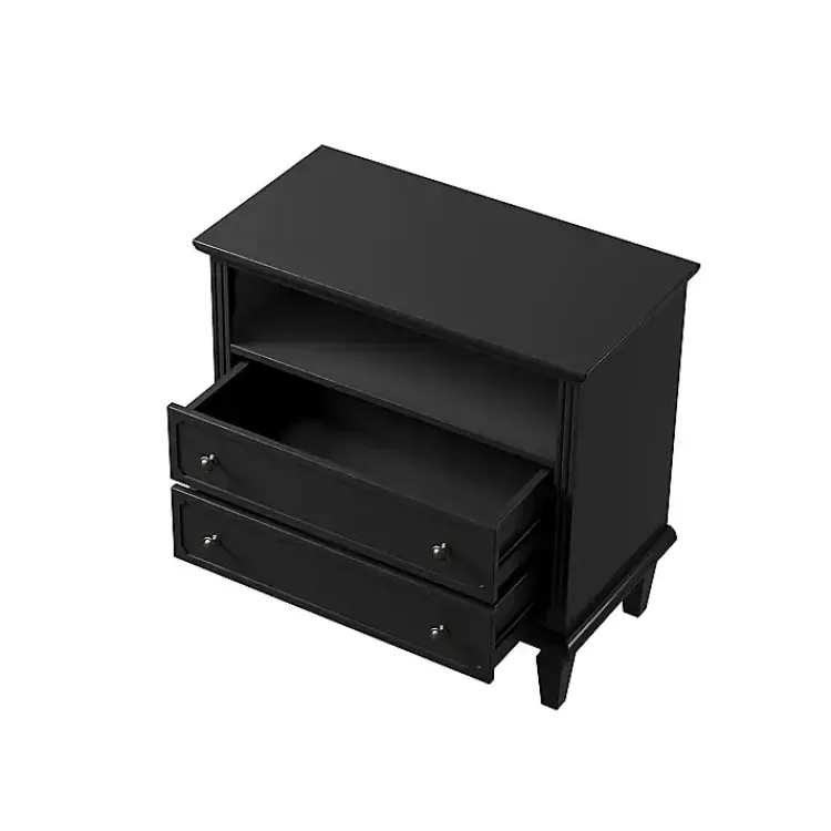 Kirklands Home Smooth 2-Drawer Wood Nightstand Black Discount