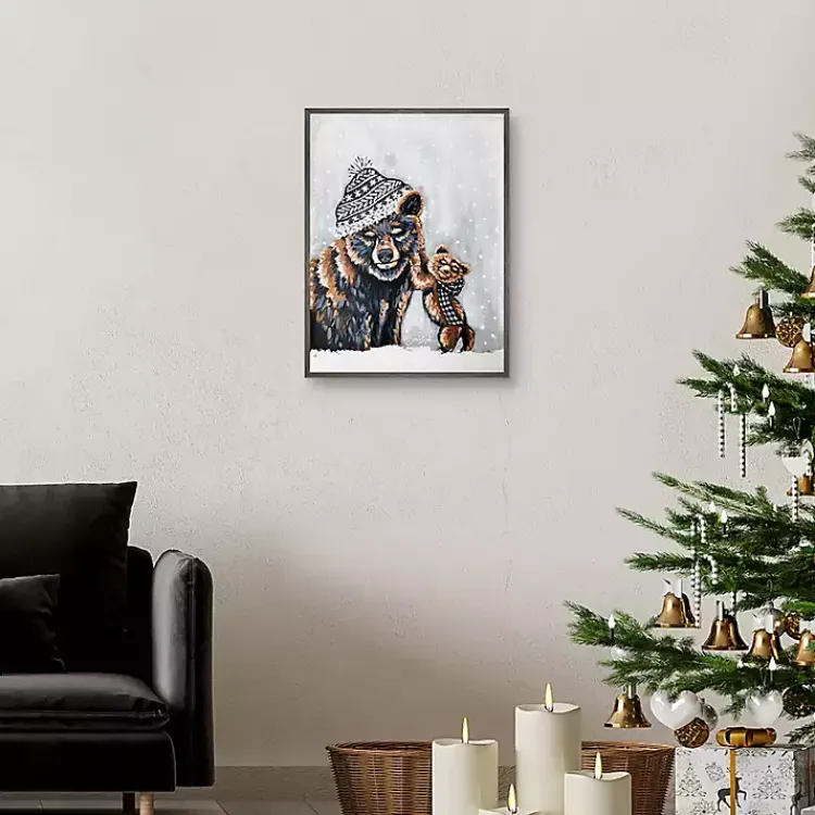 Christmas Art & Wall Decor>Kirklands Home Snow Bear Family Framed Canvas Art Print