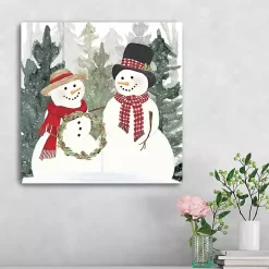 Christmas Art & Wall Decor>Kirklands Home Snow Couple with Wreath Canvas Art Print
