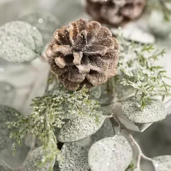 Christmas Arrangements & Garland>Kirklands Home Snow Dusted Eucalyptus and Pinecone Garland