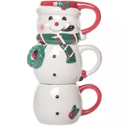 Christmas Dining & Entertaining>Kirklands Home Snowman Ceramic Stacking Mugs, Set of 3