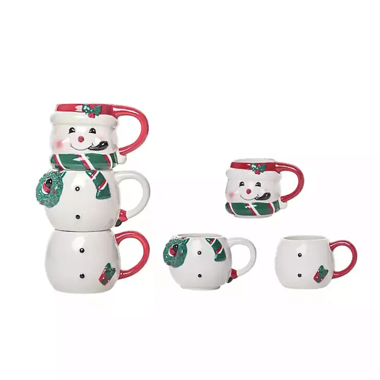 Christmas Dining & Entertaining>Kirklands Home Snowman Ceramic Stacking Mugs, Set of 3