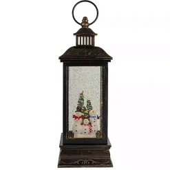 Christmas Decorations>Kirklands Home Snowman Family Christmas LED Glitter Snow Globe Black