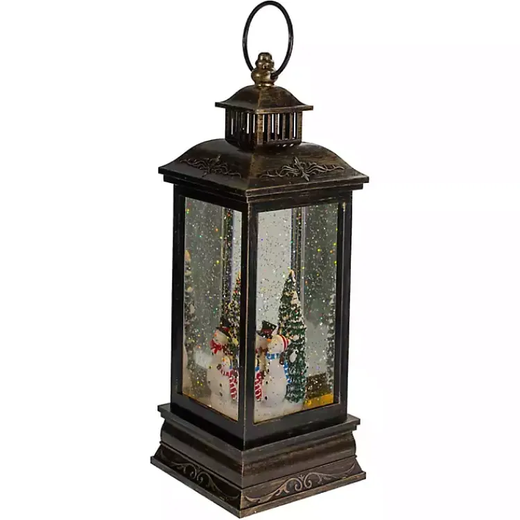 Christmas Decorations>Kirklands Home Snowman Family Christmas LED Glitter Snow Globe Black