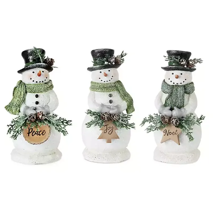 Christmas Decorations>Kirklands Home Snowman Holding Pine Statues, Set of 3