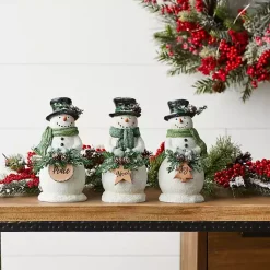 Christmas Decorations>Kirklands Home Snowman Holding Pine Statues, Set of 3