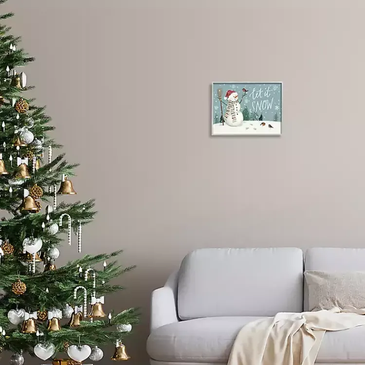 Christmas Art & Wall Decor>Kirklands Home Snowman Let it Snow Framed Art Print