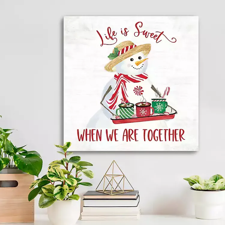Christmas Art & Wall Decor>Kirklands Home Snowman Life is Sweet Christmas Wall Plaque White