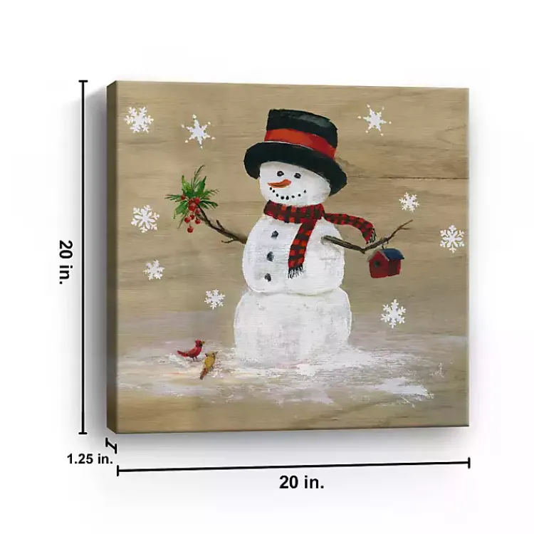 Christmas Art & Wall Decor>Kirklands Home Snowman Mistletoe Canvas Christmas Art Print Brown