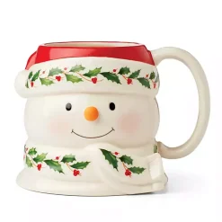 Christmas Dining & Entertaining>Kirklands Home Snowman with Holly Mug White